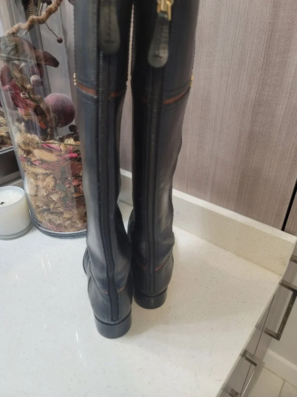 Tory Burch Juliet Riding Leather Riding Boots Black Sz 5.5 M